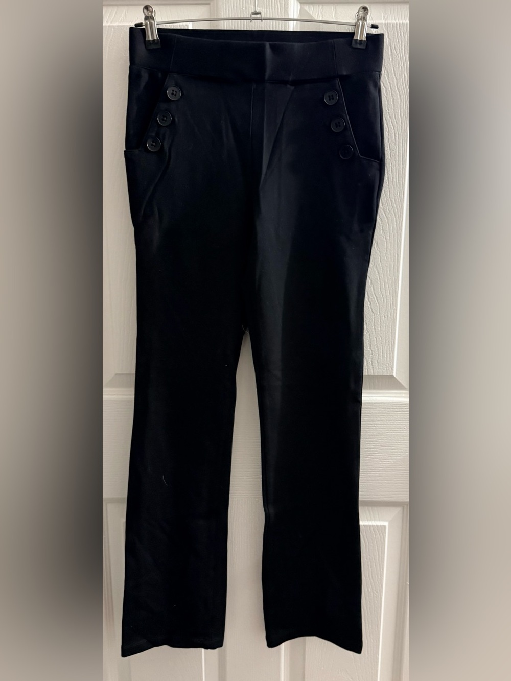 Betabrand: Women’s Black Button-Accent Firm & Stretchy Pants (Small/Petite)